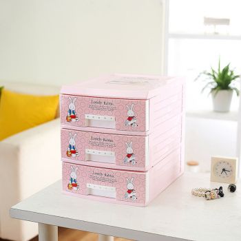 Pink Lovely Rabbit Plastic Drawer Storage Cabinet - Baby Care - Best Price in Pakistan - HitShop.pk